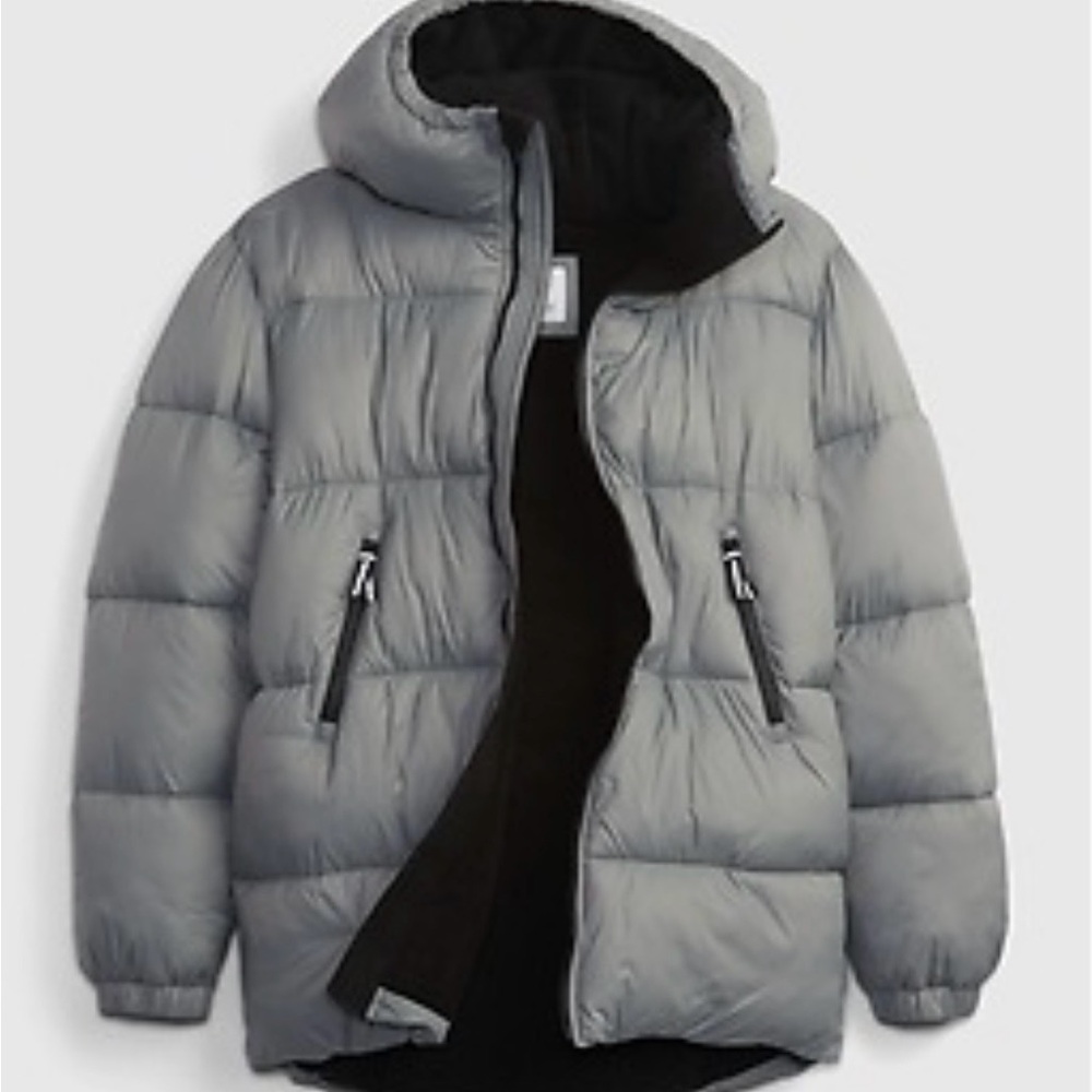 GAP Teen Kids Nylon Grey Heavy Weight Puffer Jacket Size 14-16